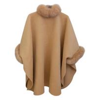 Žieminis pelerinas paltas moterims Dolman rankovės Storas šalikas Laisvas Stovinti apykaklė Vienspalvis Dirbtinis M beige