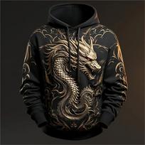 Vyriški 3D drakono rašto džemperiai su gobtuvu Hip Hop tendencija Harajuku gatvės stilius Rudeniniai nauji džemperiai Didelio dydžio kasdieniai užtraukiami viršutiniai drabužiai 4XL black