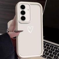 Meilės širdelių dėklas, skirtas Samsung S25 S24 S22 Ultra S23 S21 S20 Fe A55 A54 A35 A15 A16 A26 A36 A56 A17 A27 A37 A57 S26 Minkšto silikono objektyvo apsauginis dangtelis Samsung A26 smėlis