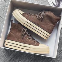 Aukšti senovinio stiliaus drobės batai Studentų espadrilės Platforma Komfortas Vyriški vulkanizuoti batai Vyriški rudi sportbačiai zapatillas de lona 39 tamsiai ruda spalva