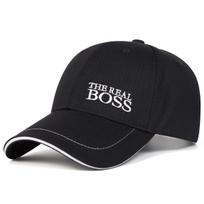 Unisex THE REAL BOSS raidžių siuvinėjimo beisbolo kepurės Pavasario ir rudens Lauko reguliuojamos kasdienės kepurės Hip Hop kepurė Kepurė nuo saulės juoda