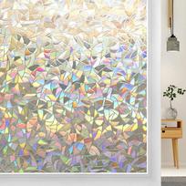 90x200Cm 3D Vaivorykštės Efekto Langų Plėvelė Vitražo Vinilo Lipni Plėvelė Statiškai Prilimpantys Langų Lipdukai Šilumos Kontrolė Anti UV 30x100 cm white