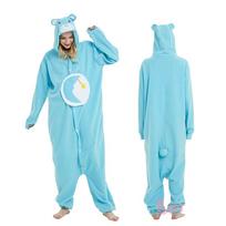 Minkštas Širdies Meškiukas Flisinis Kombinezonas, Jaukūs Žieminiai Vienetiniai Pižaminiai Drabužiai Suaugusiems, Gyvūnų Tematikos Kigurumi Miego Drabužiai su Gaubtu, Puikūs Namų Drabužiai Helovino Dovanai M mėlyna