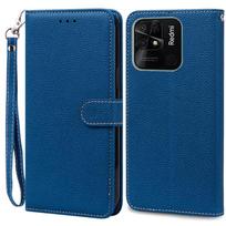 Prabangus piniginės tipo atverčiamas dėklas Xiaomi Redmi 10C telefonui su kortelių laikikliu, odinis dėklas Redmi 10C Fundas For Redmi 10C black