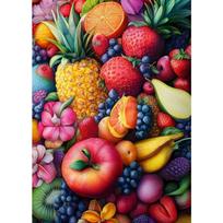 Statinė su obuoliu, apelsinu, figa, vynuogėmis, granatu, ananasu, braške Plakatas Drobės tapyba Sienos meno spaudinys Virtuvės namų dekoras 21cm×30cm NoFrame black