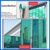 Sustorinta nano šilumos izoliacinė langų plėvelė - Saulės UV blokavimas Vienašalio privatumo Anti-glare, skirta naudoti namuose ir biure 50cm*10m blue