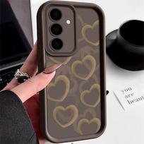 Tuščiavidurio širdies TPU dėklas, skirtas Samsung Galaxy A56 A36 A16 A55 A54 A15 A14 A25 A53 5G S25 S24 S23 S22 Ultra Plus S24FE telefono dangtelis Galaxy S23 FE