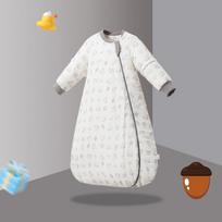 Rudens ir žiemos storas grynos medvilnės kūdikių miegmaišis su apsauga nuo spardymosi ir atlenkiamomis rankovėmis 66 (0-6 months) white