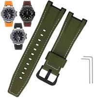 Drobės ir odos laikrodžio dirželis Casio GST-B100 S130 W300GL 400G W330 GST-W120L s120 W130L S100 serijoms Vyriškas modifikuotas dirželis 26mm 26mm black