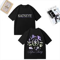 Katseye Madingi spausdinti marškinėliai vyrams ir moterims Aukštos kokybės vintažiniai marškinėliai Medvilniniai viršutiniai drabužiai Hip Hop Streetwear trumpomis rankovėmis marškinėliai S gray