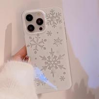 Glitter Powder Snowflake Iphone16 Mobile Phone Case 15 Autumn and Winter Atmosphere 14pro Silicone Max Suitable for 13 Simple 12pro max(6.7) gray