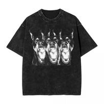 Juokingas dobermano šuo Plovimo Marškinėliai Streetwear Retro Marškinėliai T-shirt Viršūnės Vyrams Moterims Trumpomis Rankovėmis High Street Vasaros M gray