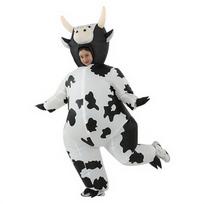 Helovino šventės karvės pripučiamas kostiumas-maskotas - Kūrybiškas Cosplay & Nuotraukų rekvizitas One Size white