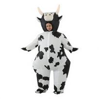 Helovino šventės karvės pripučiamas kostiumas-maskotas - Kūrybiškas Cosplay & Nuotraukų rekvizitas One Size white