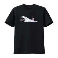 Aeroclassic Aviation Heritage Concorde Marškinėliai Šaunus lėktuvo printas Apvalus kaklas vintage Išskalbti dizainerio drabužiai Kvėpuojantys L black