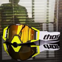 Thor akiniai lauko motociklo sporto važiavimo šalmo akiniai vėjui atsparūs akiniai UV apsauga Yellow-black frame-Imitat yellow