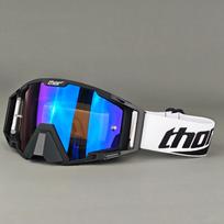 Thor akiniai lauko motociklo sporto važiavimo šalmo akiniai vėjui atsparūs akiniai UV apsauga Black Frame-Blue film
