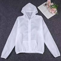 Summer Ice Silk Sunscreen Clothing Female Solid Color Ultra-thin Breathable Quick-drying Outdoor Man Waterproof Hooded Jacket Plus size šviesiai mėlyna spalva