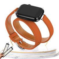 Dvigubas odinis dirželis Apple Watch ultra juostai 49mm 45mm 42mm 44mm Serija 8 7 6 Se 5 4 3 2 Iwatch 6 38mm 40mm Correa 41mm 42mm 44mm 45mm 49mm black