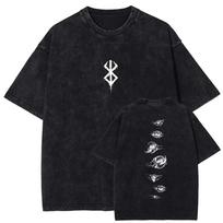 Berserk Skalbtas Spausdintas Anime Grafinis Marškinėlis Dydelių Marškinėliai Aukštos Kokybės Medvilnė Harajuku Hip Hop Gatvės Vintage Atsitiktinis Mados Viršus M black