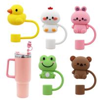 Mielas šiaudelio dangtelis Stanley puodeliui, daugkartinis 10 mm silikoninis šiaudelio antgalis, suderinamas su 30 ir 40 oz puodeliais su rankenėlėmis, dangtelio galiukai, 5 vnt. pink