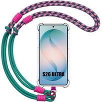 Case for Samsung Galaxy S26 Ultra, Shockproof Silicone with Detachable Shoulder Strap Green Purple žalia