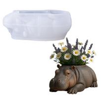 Multipurpose Hippo Shape Silicone Planter Mold For Epoxy Resin Casting Creation Home Or Garden Decors Craft Supplies 1 white