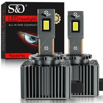 2 vnt. 80000 Lm D3S LED priekinių žibintų lemputės 300 W D1S D2S D4S D1R D2R D3R D4R Turbo LED CSP dvigubo varinio vamzdelio šviesos BMW Benz Volvo priekiniam žibintui 6000K baltos D1S/D1R