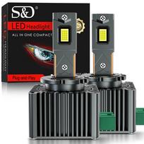 2 vnt. 80000 Lm D3S LED priekinių žibintų lemputės 300 W D1S D2S D4S D1R D2R D3R D4R Turbo LED CSP dvigubo varinio vamzdelio šviesos BMW Benz Volvo priekiniam žibintui 6000K baltos D3S/D3R gray