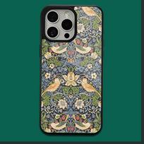 William Morris „Strawberry Thief“ dėklas telefonui iPhone17,16,15,14,13,12,11,Plus,Pro,Max,Mini Magesafe magnetinis belaidis įkrovimas iPhone16plus