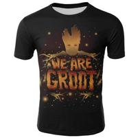 Marvel Galaktikos Globėjai Groot Marškinėliai Anime ir Manga 3D Spausdinti Trumpomis Rankovėmis Viršutiniai Drabužiai Vasaros Vyriški Laisvalaikio Gatvės Drabužiai XXXL black