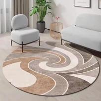 Minimalistinis apvalus kilimas su moderniu abstrakčiu dizainu – Minkštas grindų kilimėlis svetainei, lovos šonui, kėdei, išskirtinėms dekoracijoms 60cm x 60cm gray