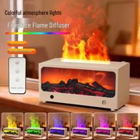 Aromaterapinis židinio liepsnos difuzorius: Tylus drėkintuvas su nuotolinio valdymo pultu, laikmačiu ir aplinkos apšvietimu Electric Fireplace Aroma Diffuser with Remote orange