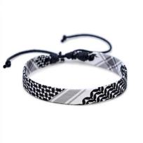 1 arba 4 vnt. Palestiniečių Keffiyeh apyrankės moterims, vyrams, rankų darbo, reguliuojamos, austo audinio apyrankės, papuošalai gray
