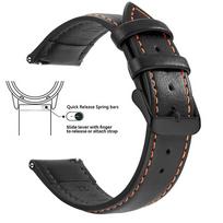 Samco Genuine Leather Watch Band, Quick Release 18mm/20mm/22mm Watch Straps for Men and Women Watchband 22mm black
