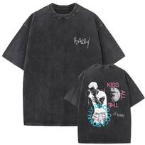 2026 Harry Styles Together Tour Vintage Washed T-Shirt Men Women Pop Music Fashion Oversized Cotton Graphic T Shirt Streetwear Short Sleeve Tee Top S black