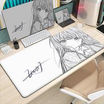 Naujas Juodas ir Baltas Pelės Kilimėlis Anime Mergaitė Žaidimų Klaviatūros Kilimėliai Žaidimų Aksesuarai Storas HD Stalo Kilimėlis Užrakintas Kraštas Guminis Pelės Kilimėlis SBD400x800x2mm