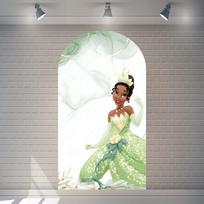 Princesė Tiana Arkos Žalias Fonas Pritaikomas Vaikų Mergaičių Gimtadienio Šventė Kūdikio Krikštynos Dekoratyvinis Fonas Tampri Medžiaga 2.6X4.9ft(80x150cm)