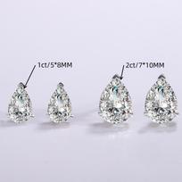 Moissanito papuošalai 1 karato vandens lašo kriaušės deimantas GRA sertifikatas VVS1 smeigės 925 auskarai Korėjietiški auskarai moterims 0.5Ct+0.5Ct(4*6) gray