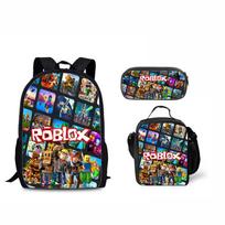 Roblox 44 cm mokyklinė kuprinė ir pietų krepšys iš patvaraus nailono vaikams ir paaugliams balta