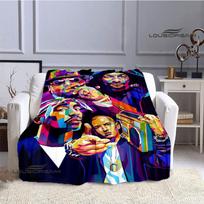 Hip-hop 2PAC spausdintas pledas Pledas iškylai Šilti pledai Lauko pledas Namų lovos užtiesalai pledai lovoms Gimtadienio dovana 75x90cm