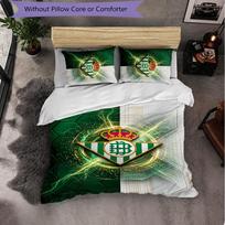 Real Betis Futbolo 3 dalių patalynės komplektas Minkštas antklodės užvalkalų komplektas su pagalvių užvalkalais Spausdintas miegamojo dekoravimo komplektas namams 135cm*200cm