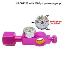 Co2 Refill Adapter Fill Station For Quick Connect Pink Cylinder Canister Tank With Pressure Gauge A1