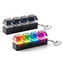 Apšviečiama 4 klavišų pirštų klaviatūros klavišo dangtelis Streso mažinimo Fidget žaisliukas Raktų pakabukas Raktas LED mygtukas Suspaudimo testeris Biuro stalo aksesuaras black