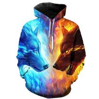 3D vilko gobtuvai vyrams su gobtuvu, gyvūnų marginti gobtuvai, sportiniai kostiumai, vyriški/moteriški švarkai, juokingi gobtuvai, Dropshipping L blue