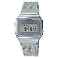 Casio Vintage Silver-Tone Steel Mesh Digital Women`s Watch - A700WM-7A / Digital Watch, Authentic Casio gray