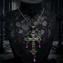 Gothic Y2K Spicy Girl Dark Cross Thorn Necklace - Harajuku Hip Hop Retro Streetwear Sweater Chain black