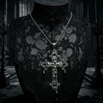 Gothic Y2K Spicy Girl Dark Cross Thorn Necklace - Harajuku Hip Hop Retro Streetwear Sweater Chain black