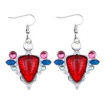 JOJO's Bizarre Adventure Battle Tendency Red Stone Necklace & Earrings for Joseph Cosplay red