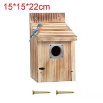 Wooden Birdhouse Outdoor Hanging Bird Cage With Perch For Garden Birds chaki